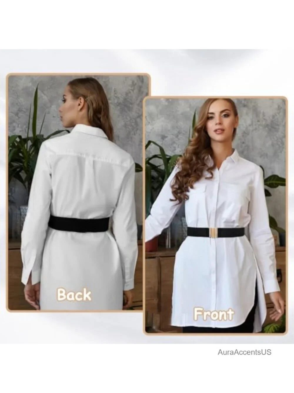 3 Pack Wide Stretch Elastic Belts with Gold Buckle for Dresses